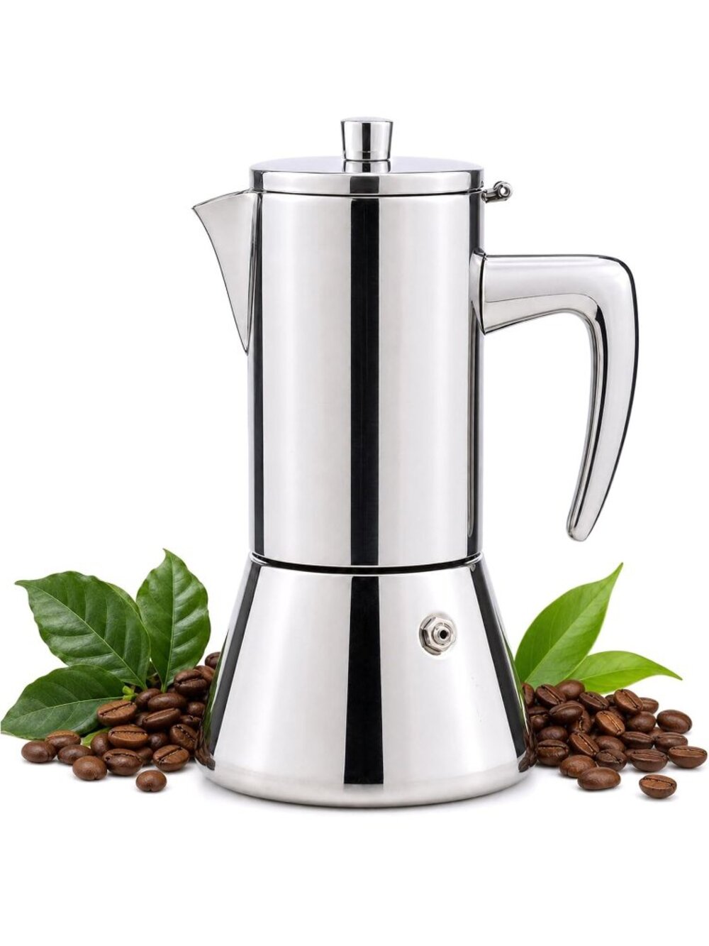 Stainless Steel Moka Pot 6 Cup 13 oz Stovetop Espresso Maker